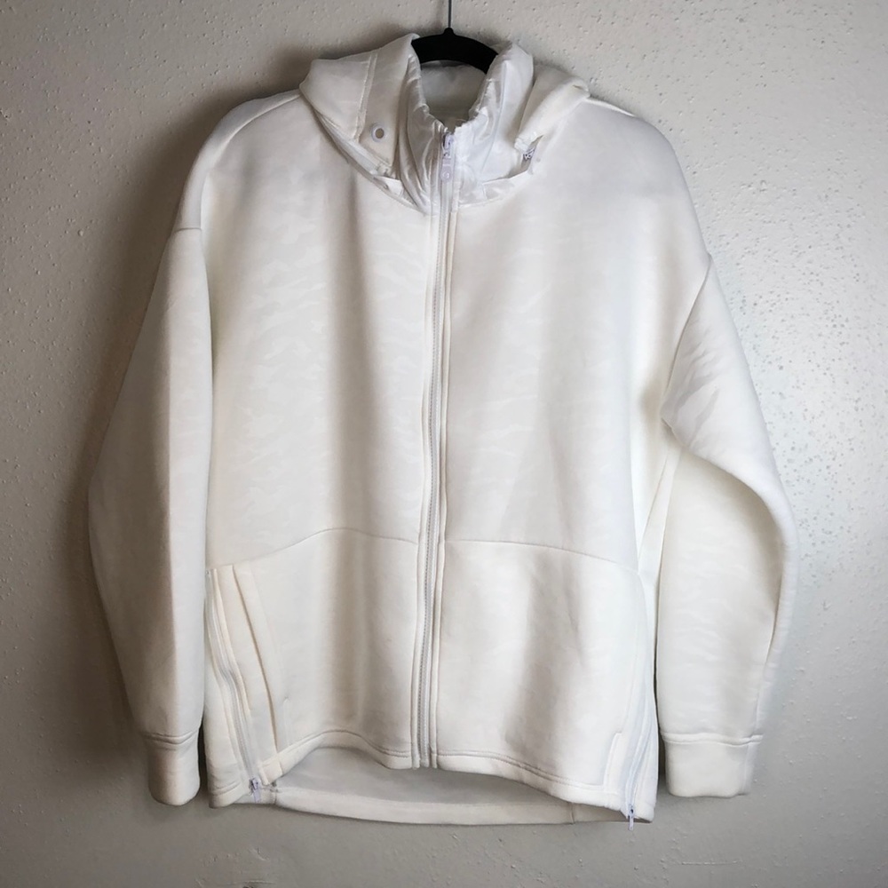 Fabletics White Jacket With Removable Hood Size M… - image 1